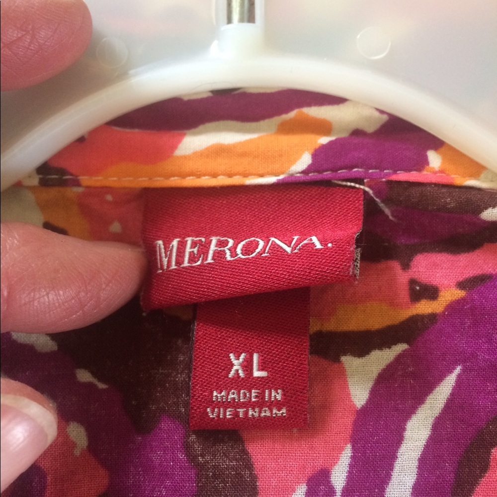 MERONA long sleeve or roll up sleeve blouse. Sz XL - Picture 2 of 4